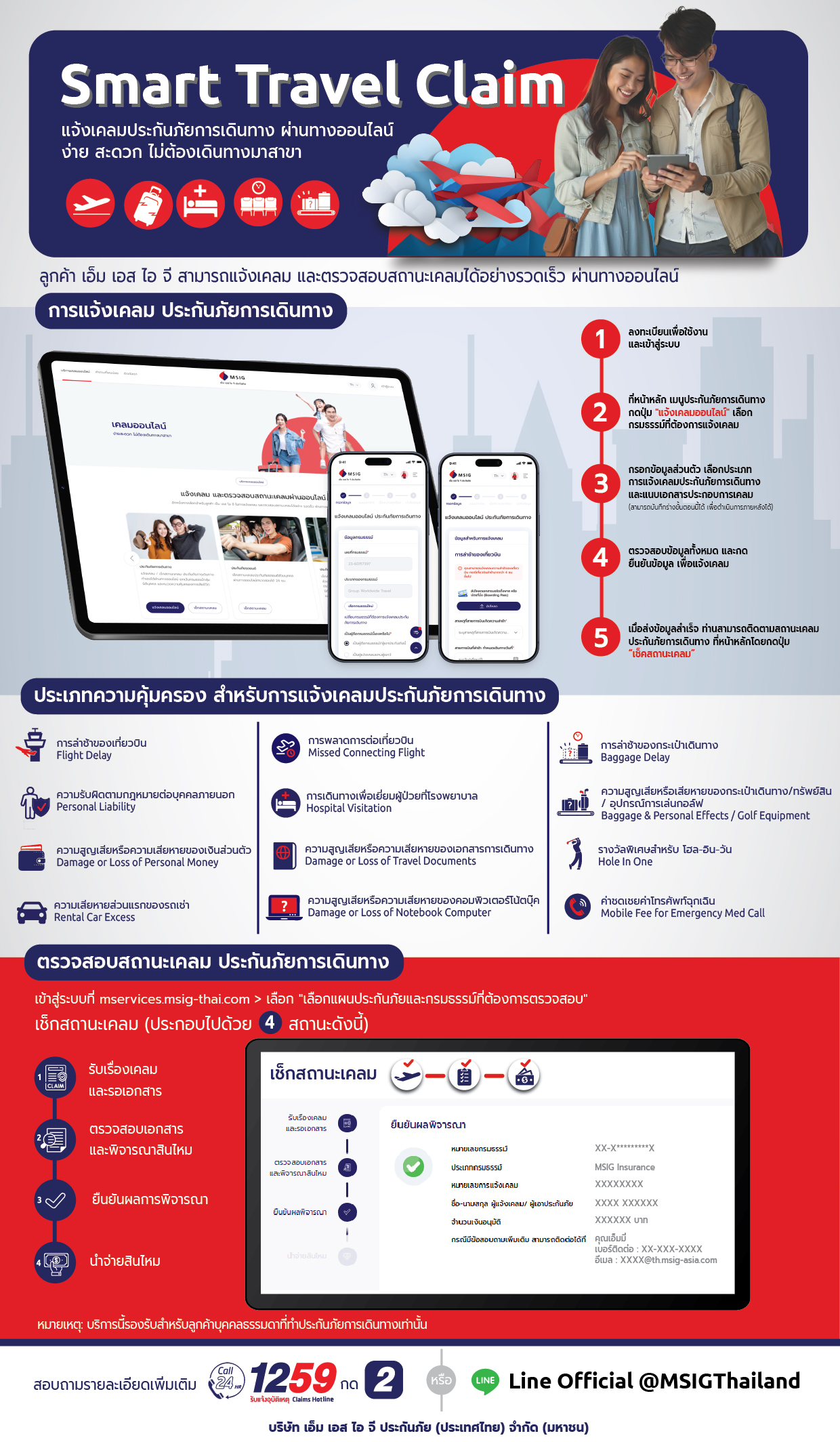 แจ้งเคลมประกันภัยการเดินทาง MSIG Smart Travel Claim