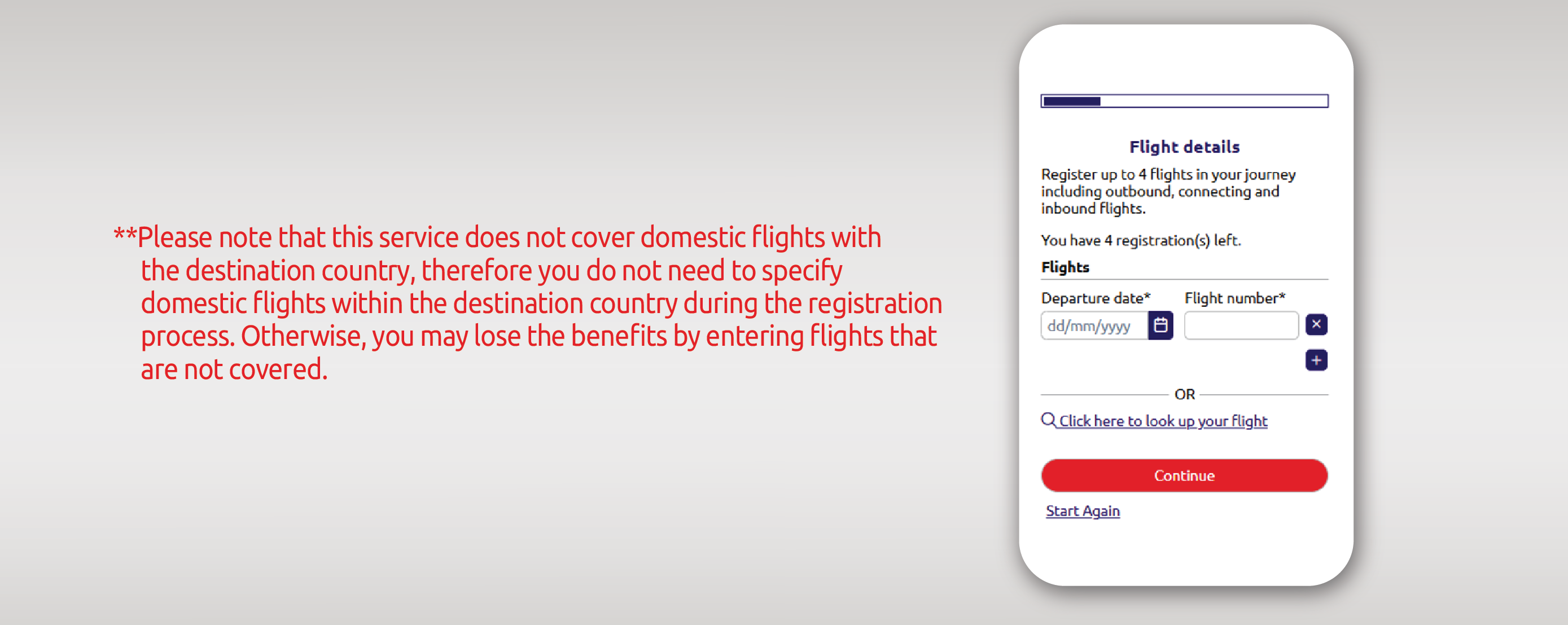 Fill in your full flight details
